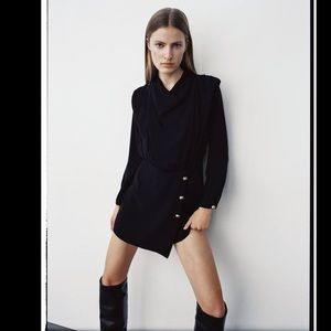 Zara Black Gold Button Detail Short Jumpsuit